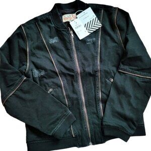 🟢$30 NWT OVERSIZED XS Sandrine Rose Denim Bomber Jacket Slightly Distessed.